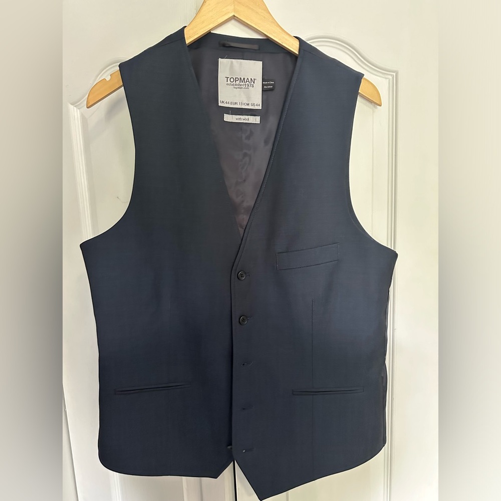 Topman navy blue mens vest